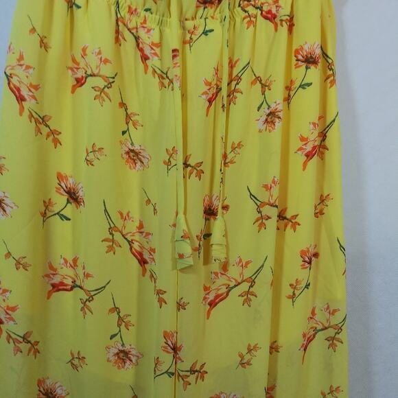 Naked Zebra Yellow Floral Halter Wide Leg Jumpsuit Size Small - Picture 7 of 10
